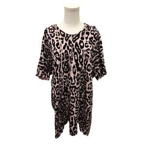 Free People Pink and Black Leopard Cardigan